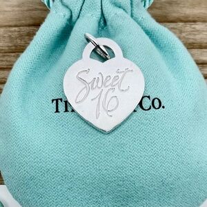 Tiffany & Co Sterling Silver 925 Sweet 16 Medium Heart Charm Pendant